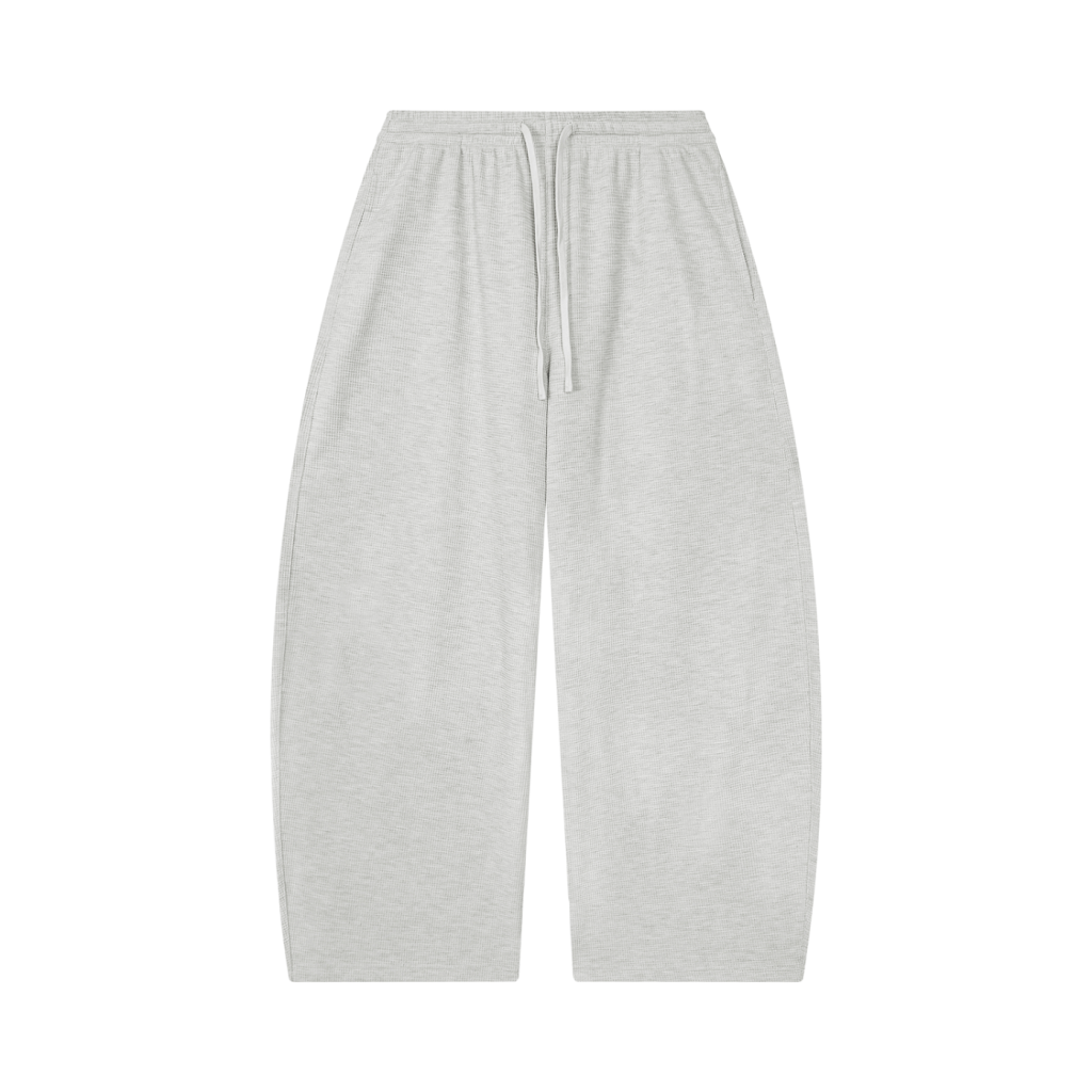 Waffle Barrel leg Open Hem Sweat Pants