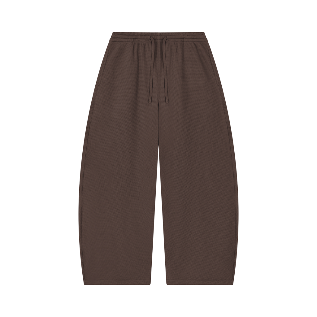 Waffle Barrel leg Open Hem Sweat Pants