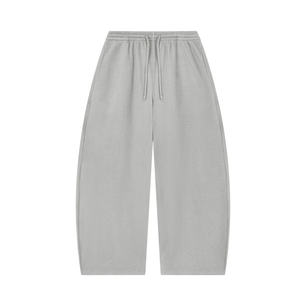 Waffle Barrel leg Open Hem Sweat Pants