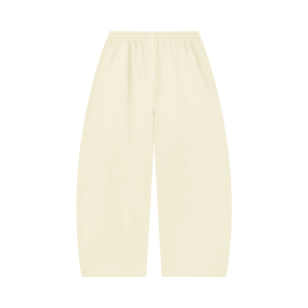 Waffle Barrel leg Open Hem Sweat Pants