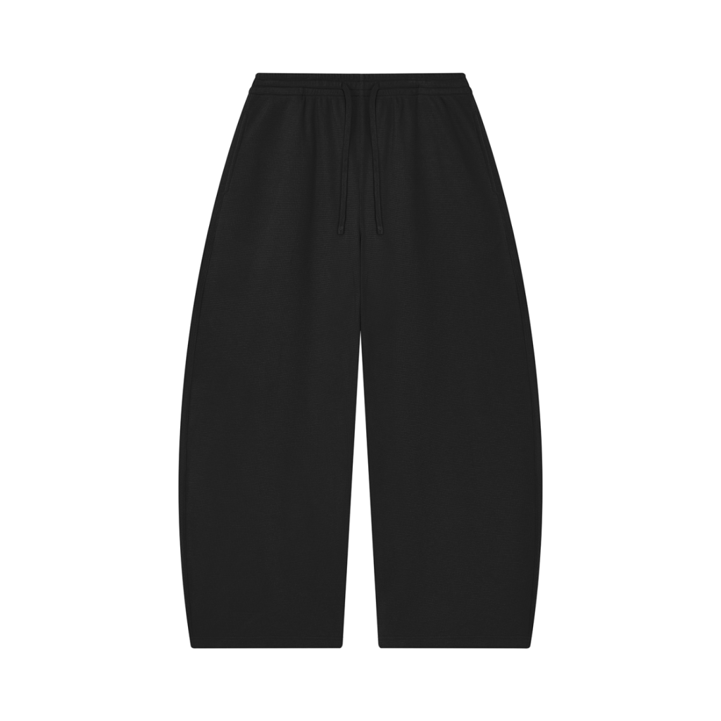 Waffle Barrel leg Open Hem Sweat Pants