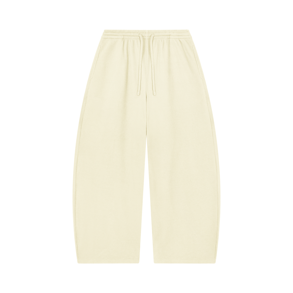 Waffle Barrel leg Open Hem Sweat Pants