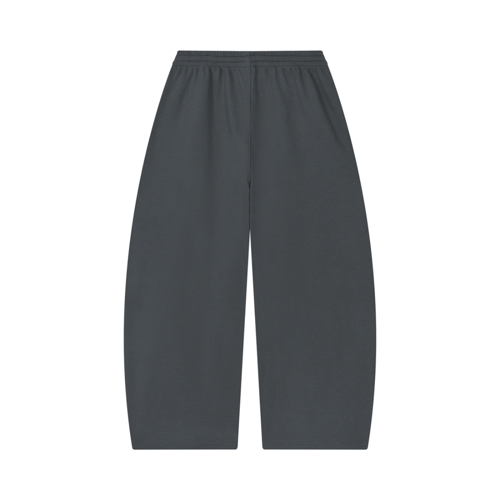 Waffle Barrel leg Open Hem Sweat Pants