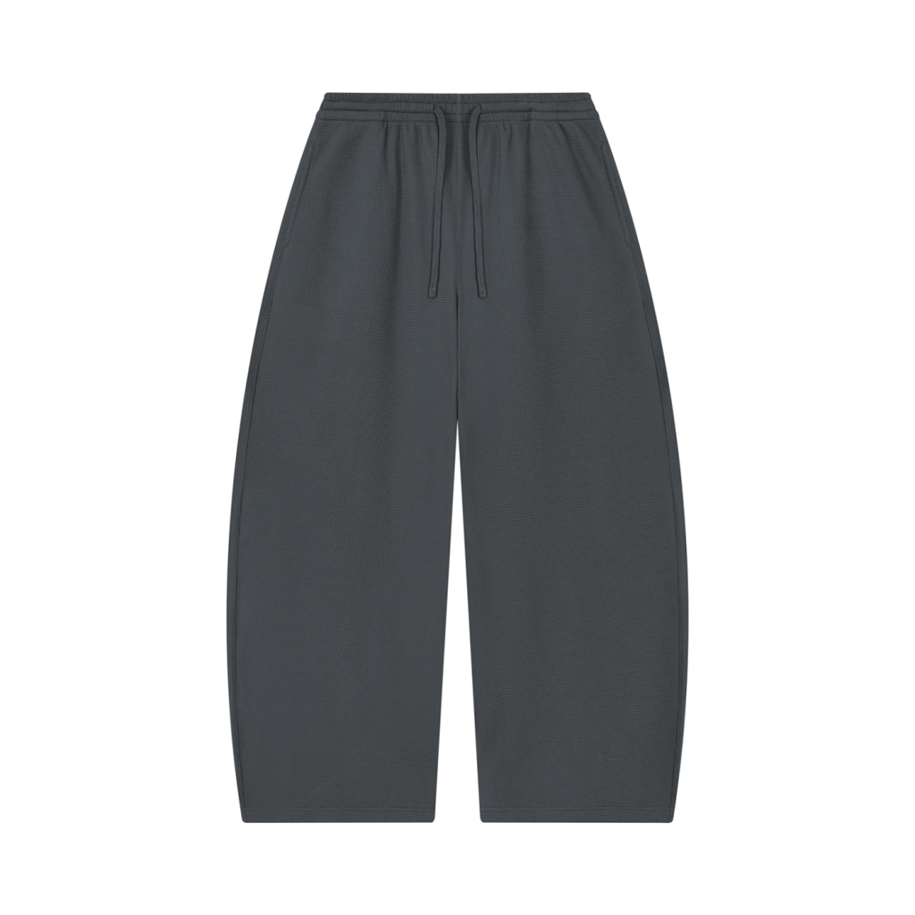 Waffle Barrel leg Open Hem Sweat Pants