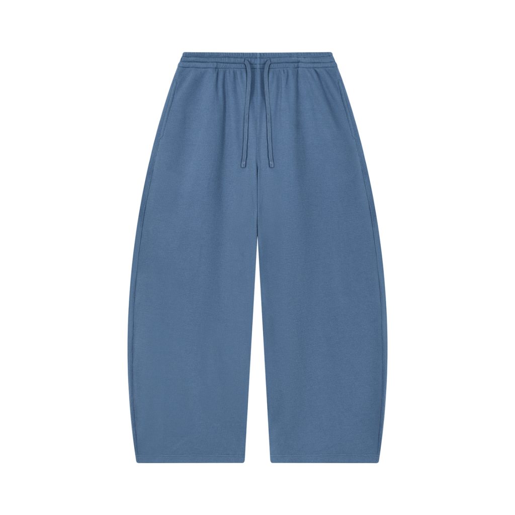 Waffle Barrel leg Open Hem Sweat Pants