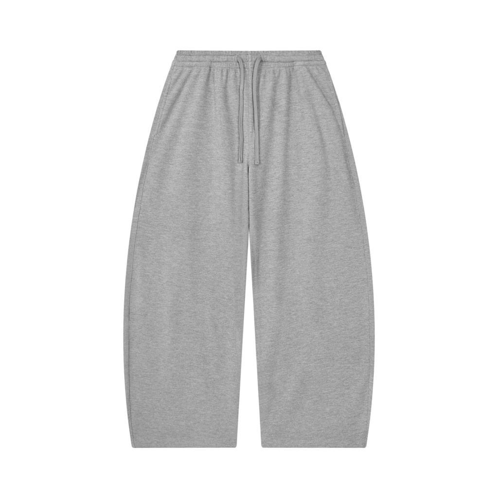 Waffle Barrel leg Open Hem Sweat Pants