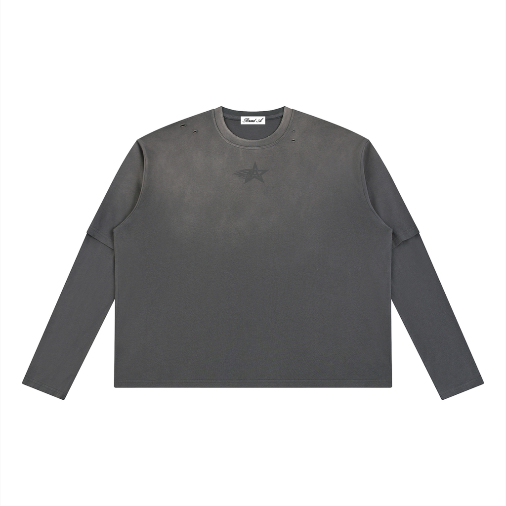 Inspired by the Fear of Being Average Vintage Washed Layered Long Sleeve