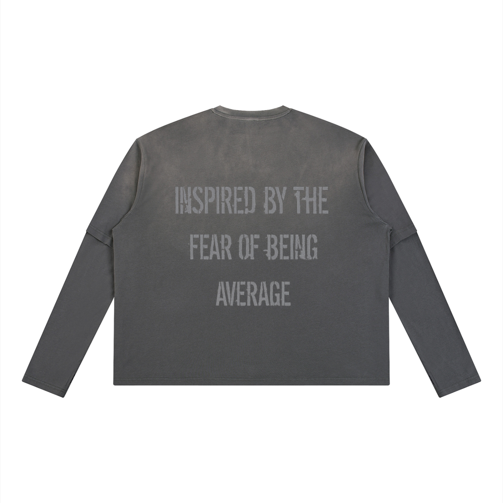 Inspired by the Fear of Being Average Vintage Washed Layered Long Sleeve