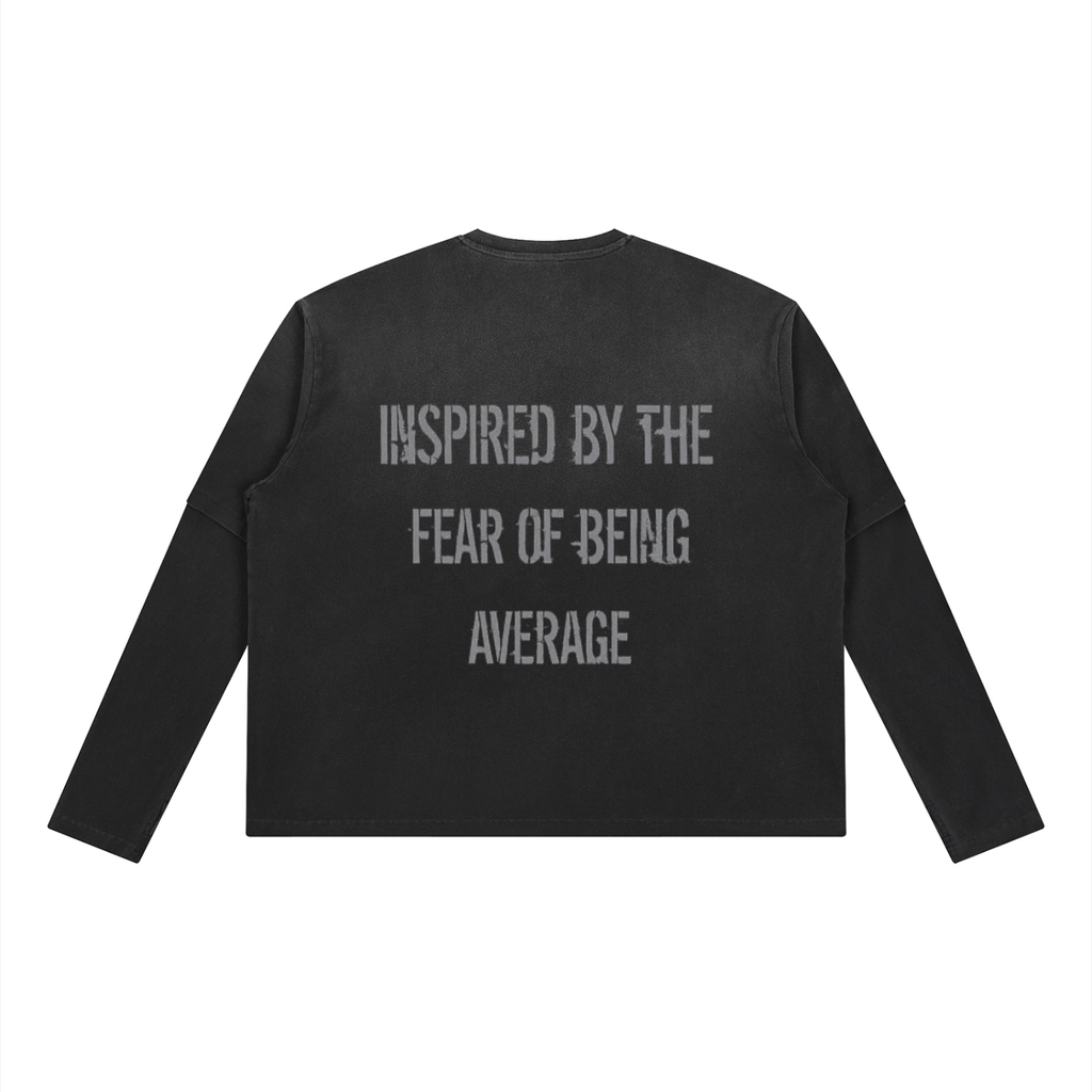 Inspired by the Fear of Being Average Vintage Washed Layered Long Sleeve