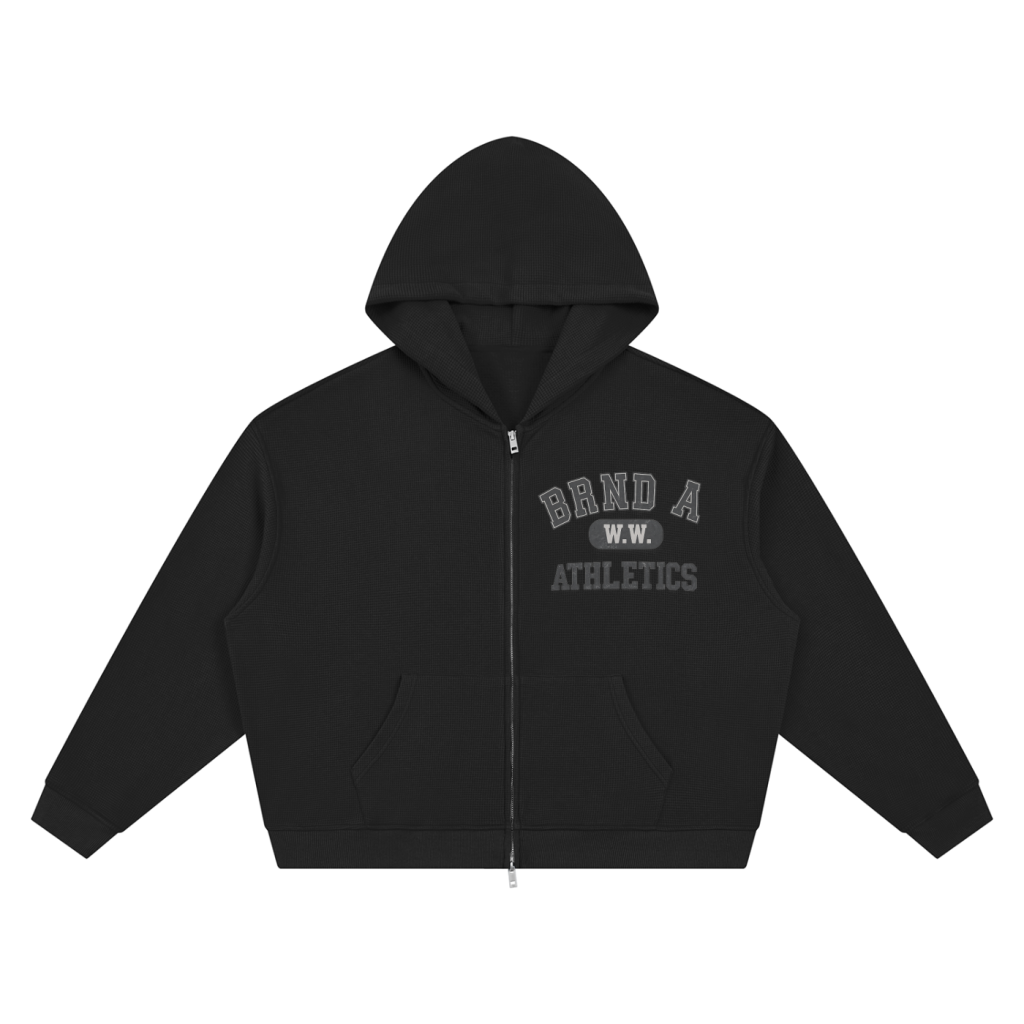 BRAND A Athletics Boxy Waffle Knit Zip Up Hoodie