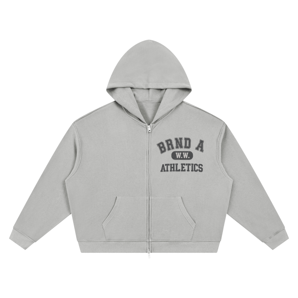 BRAND A Athletics Boxy Waffle Knit Zip Up Hoodie