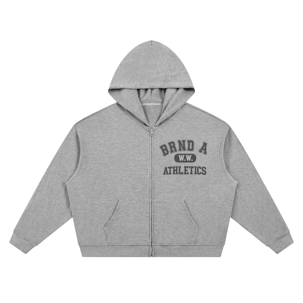 BRAND A Athletics Boxy Waffle Knit Zip Up Hoodie