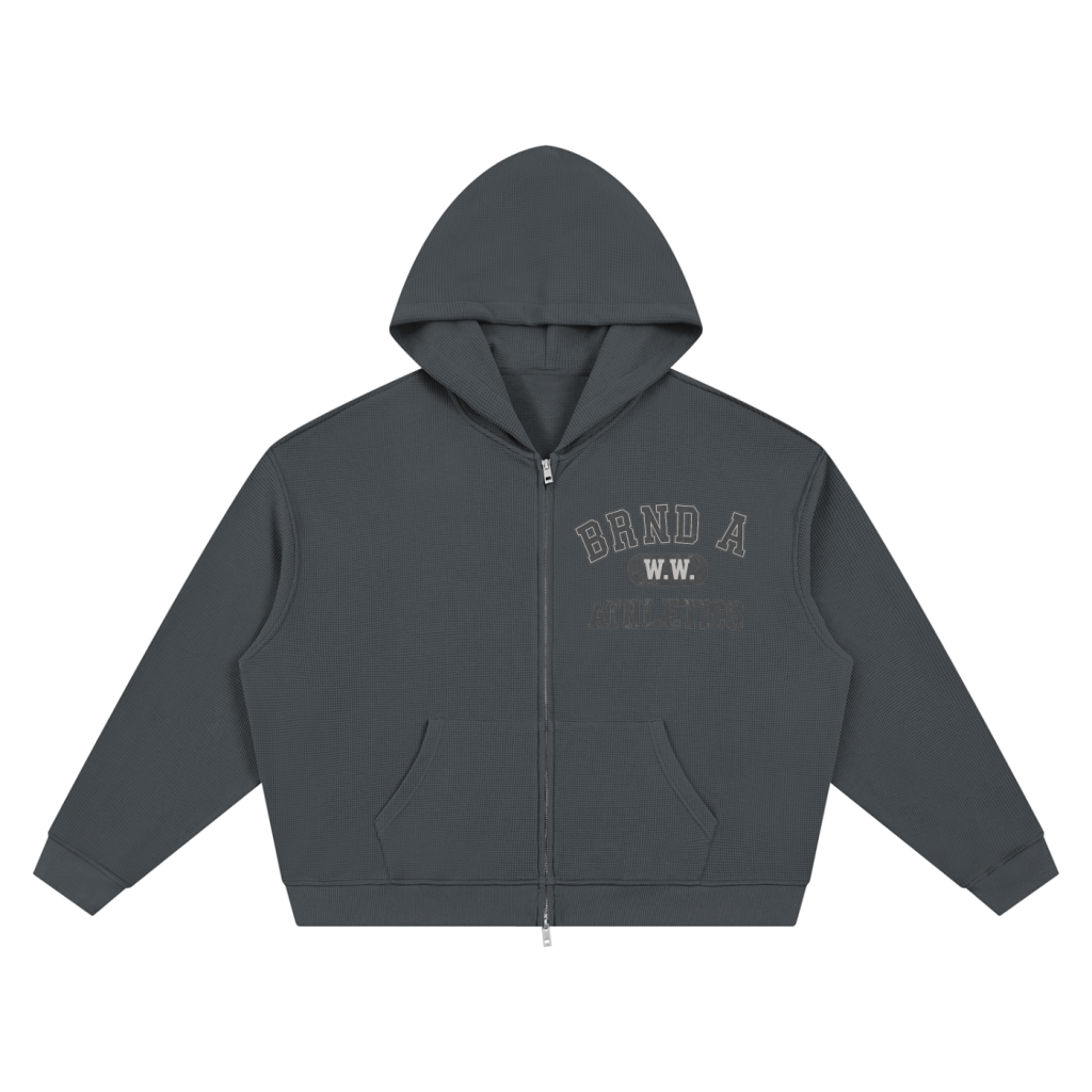 BRAND A Athletics Boxy Waffle Knit Zip Up Hoodie