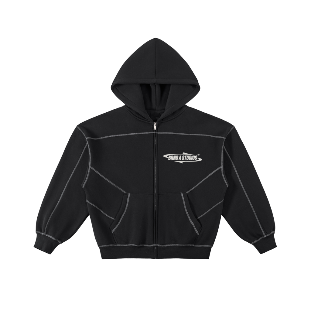 Contrast-Stitched BRND A STUDIOS Zip Up Hoodie