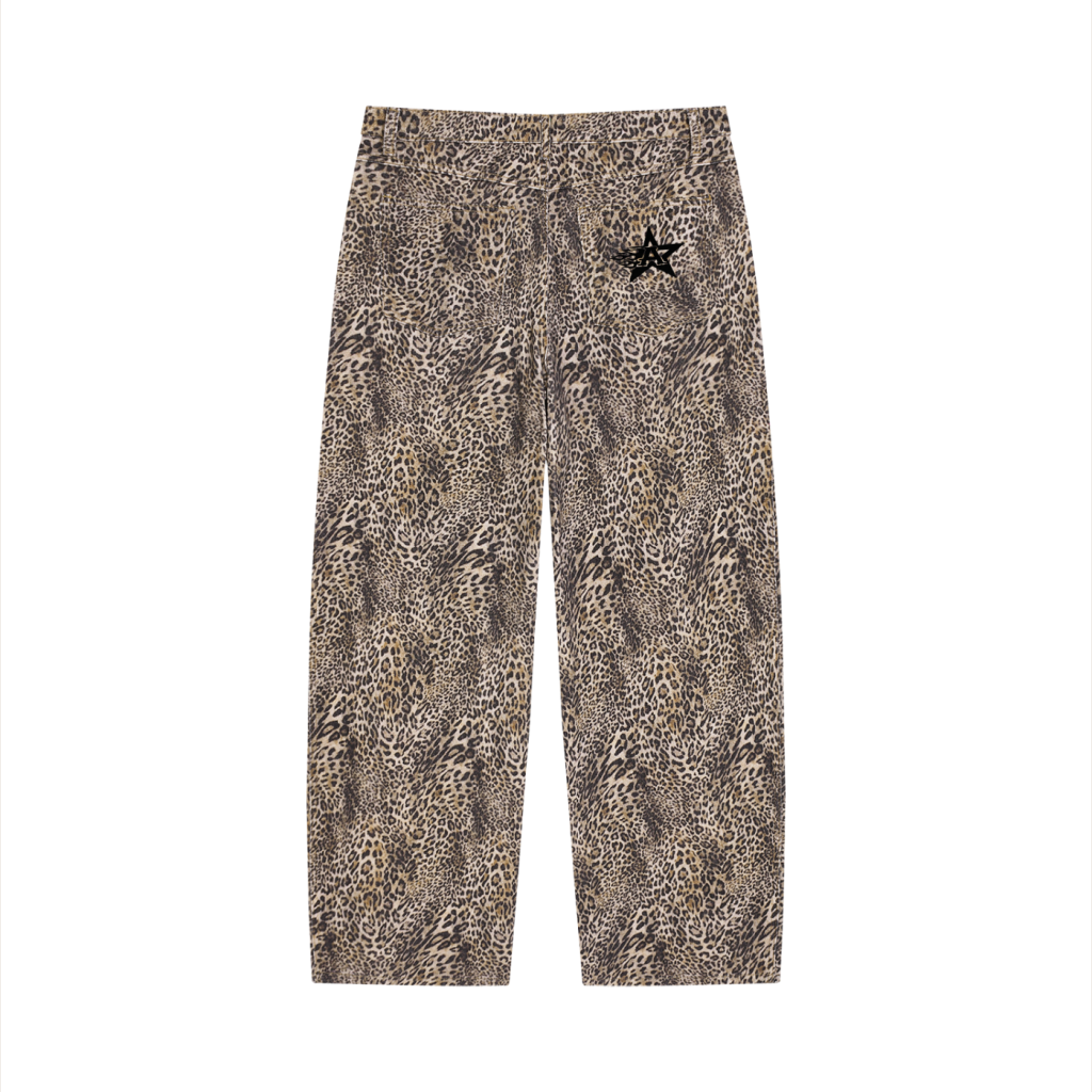 Leopard Print Wide Leg Jeans